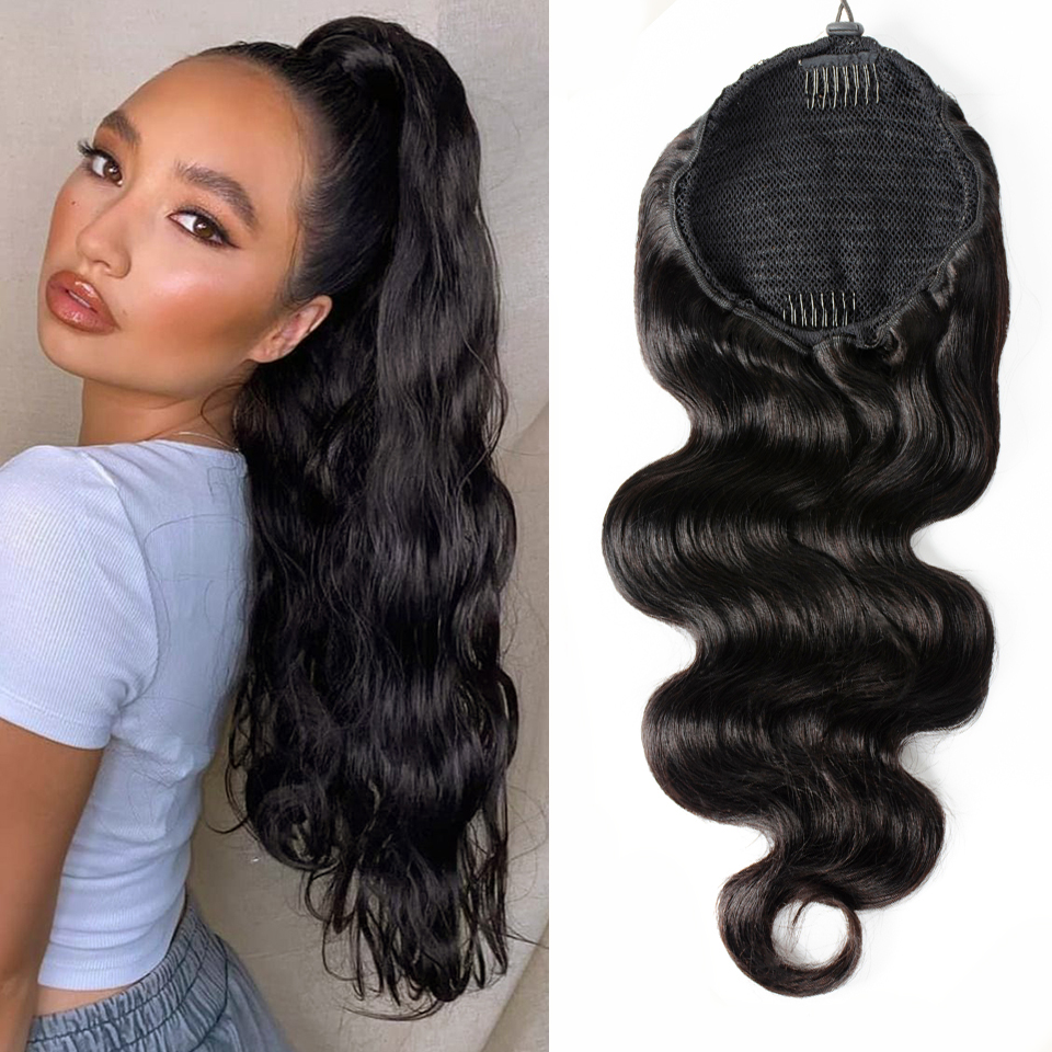Hair Care Wavy Hair - Body Wave Drawstring Ponytail Human Hair