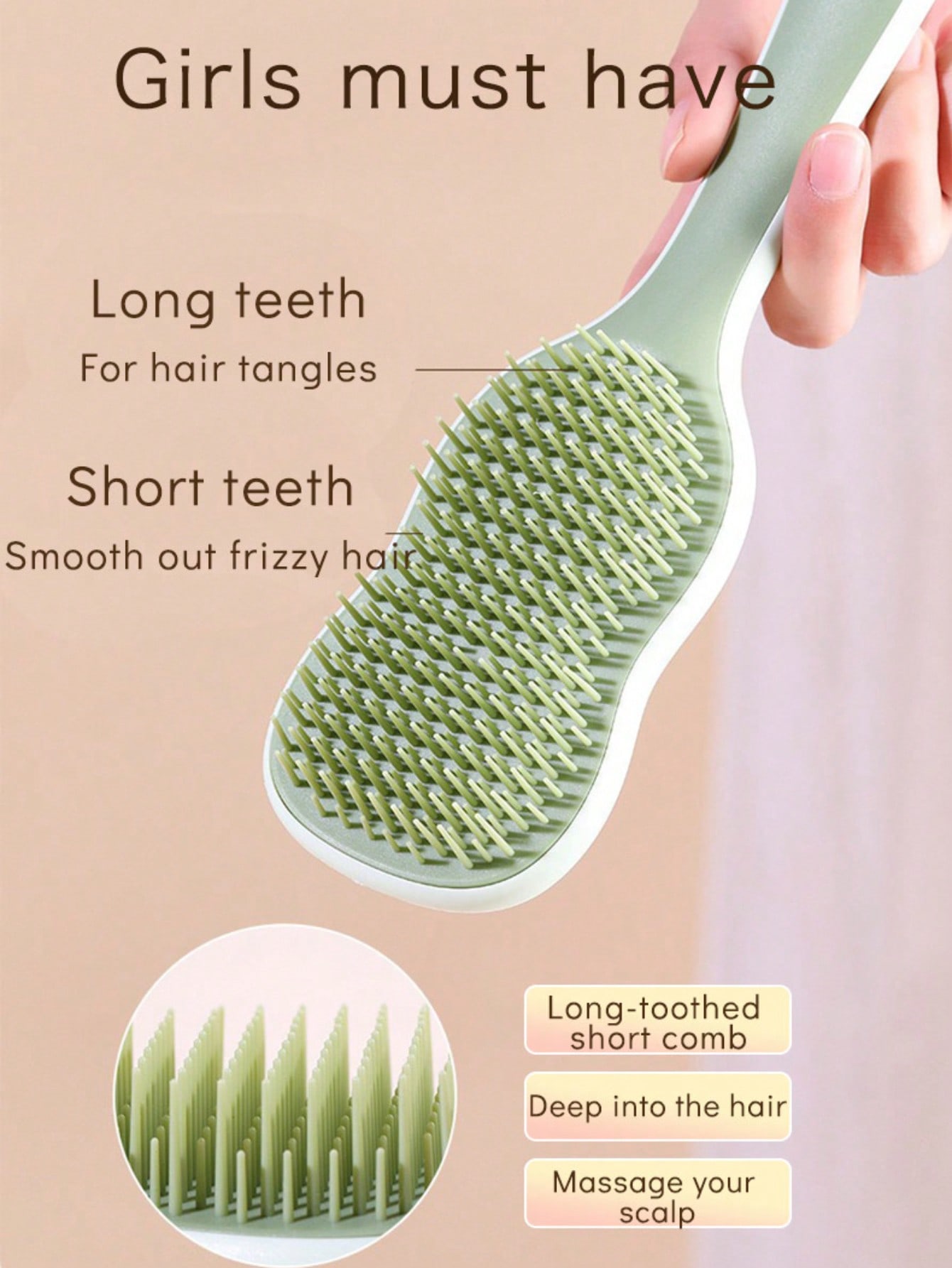 1pc Natural Smooth Hair Brush, - Hair Care For Curly Dry Hair recensione e prezzo