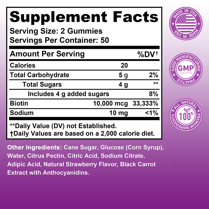 Biotin Gummies 10000mcg for Ha - Hair Care Gummies recensione e prezzo
