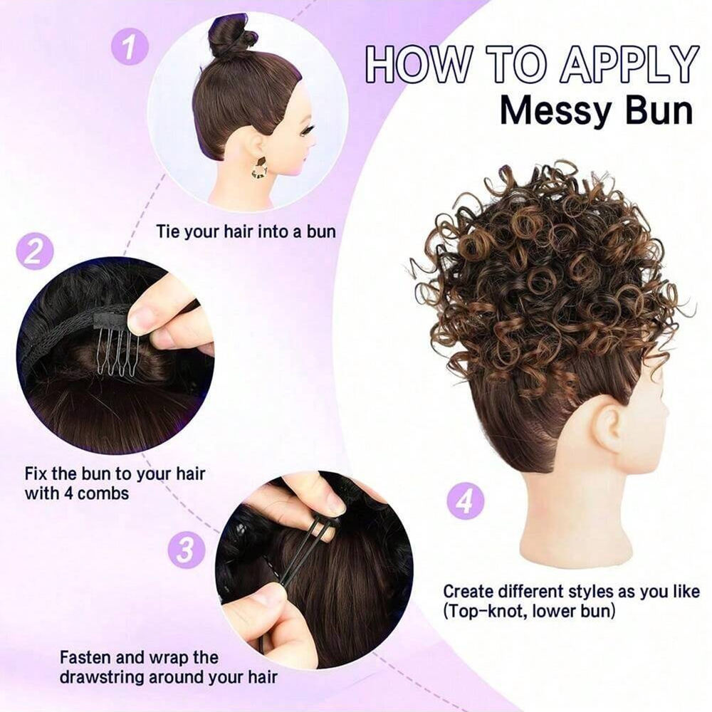 Messy Curly Hair Bun Ponytail  - Hair Care Wavy Hair recensione e prezzo