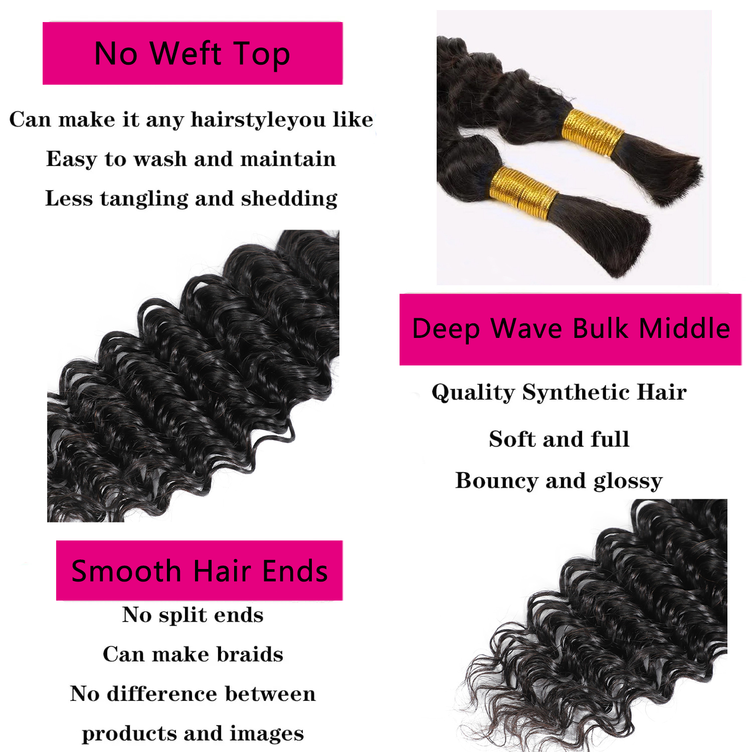 26 Inch Deep Wave Bulk Human H - Hair Care Formulation recensione e prezzo