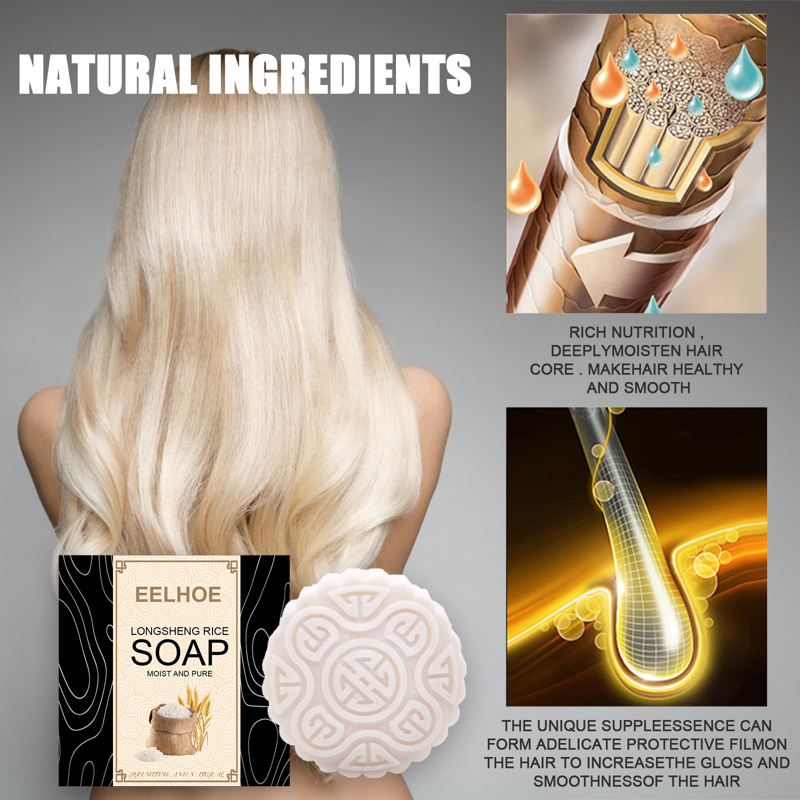 EELHOE Rice Soap Shampoo Handc - Hair Care Wavy Hair recensione e prezzo